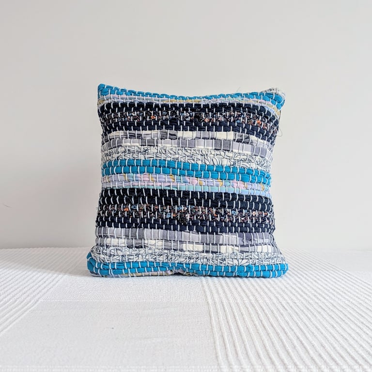Small Vintage Fabric Handwoven Cushion with Zip Fastening