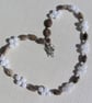 Coffee Agate & Clear Quartz Gemstone Beaded Necklace "Caramel Sparkle" - Image 3