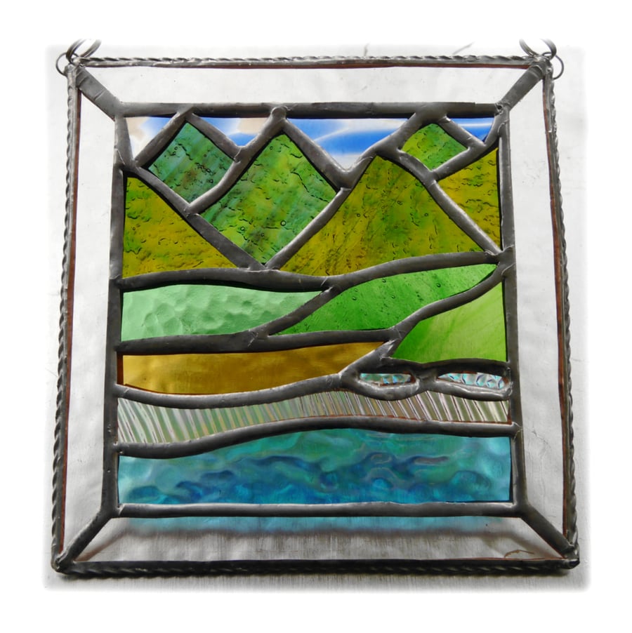 Picos Mountains Picture Suncatcher Stained Glass 003