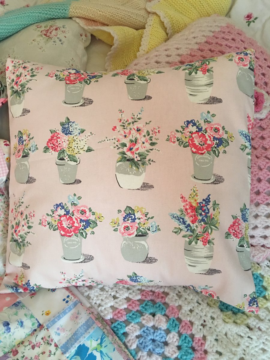 Cushion cover in Cath Kidston Flower pots  cotton duck fabric