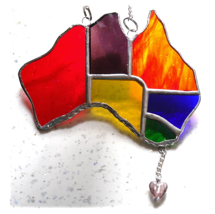 Australia Suncatcher Stained Glass Rainbow Map... Folksy