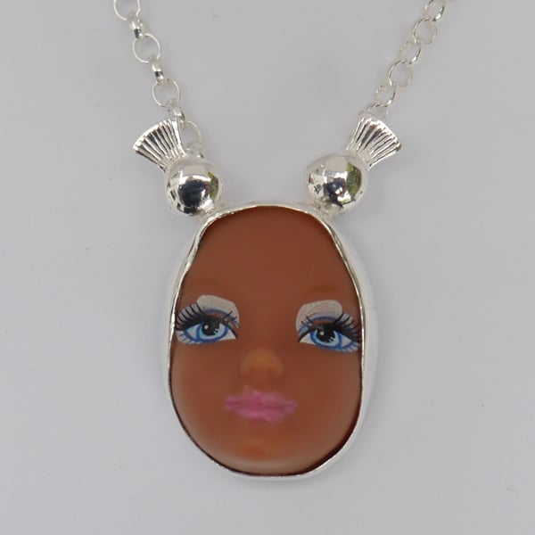 Sterling Silver Doll Face Pendant No. 9
