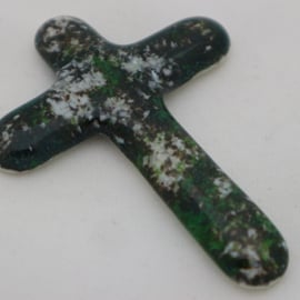 Handmade cast glass holding cross - Eternal Life