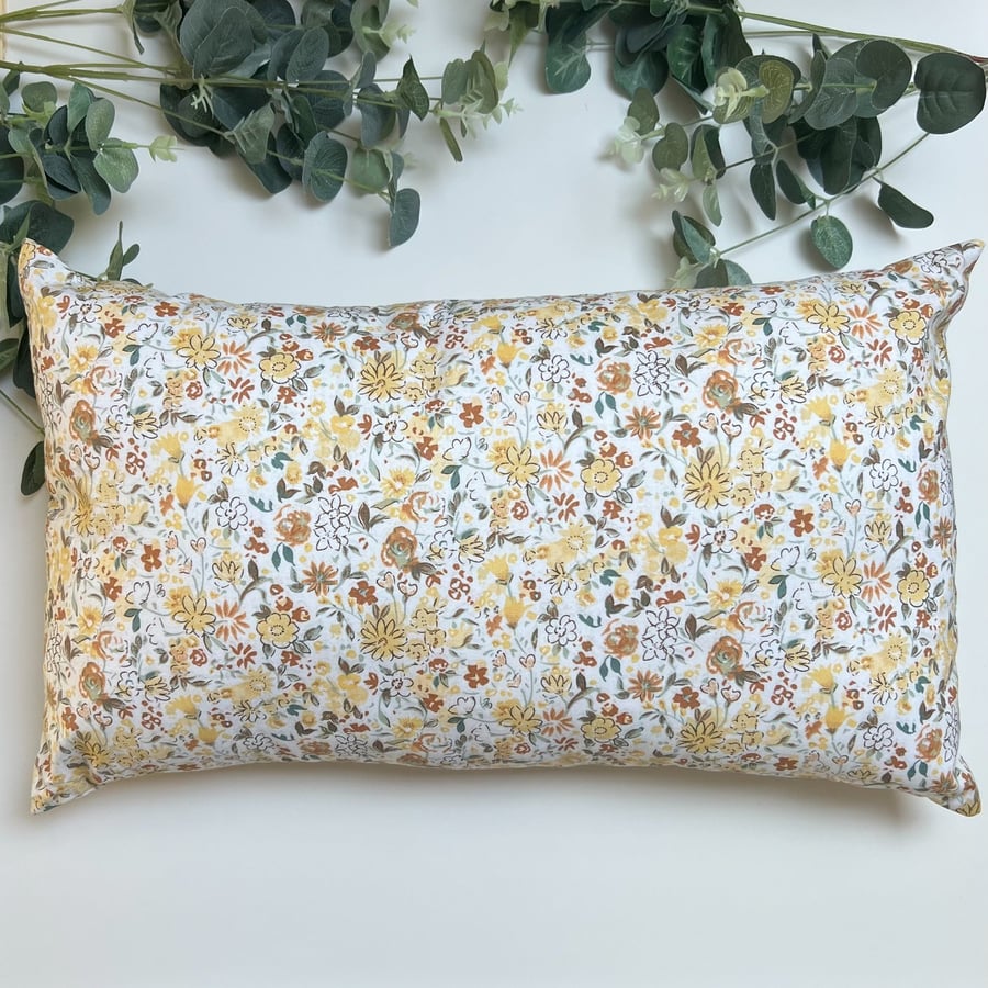 Rectangle Cushion in a lemon floral print cotton fabric - Home Decor