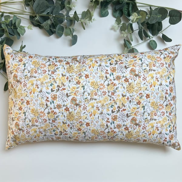 Rectangle Cushion in a lemon floral print cotton fabric - Home Decor