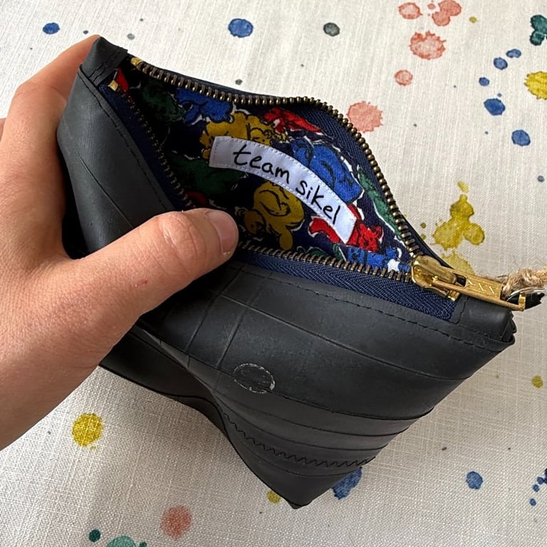 Small Lined Inner Tube Bag - Blue Zip, Bear Lining - Old Stock - Super Seconds