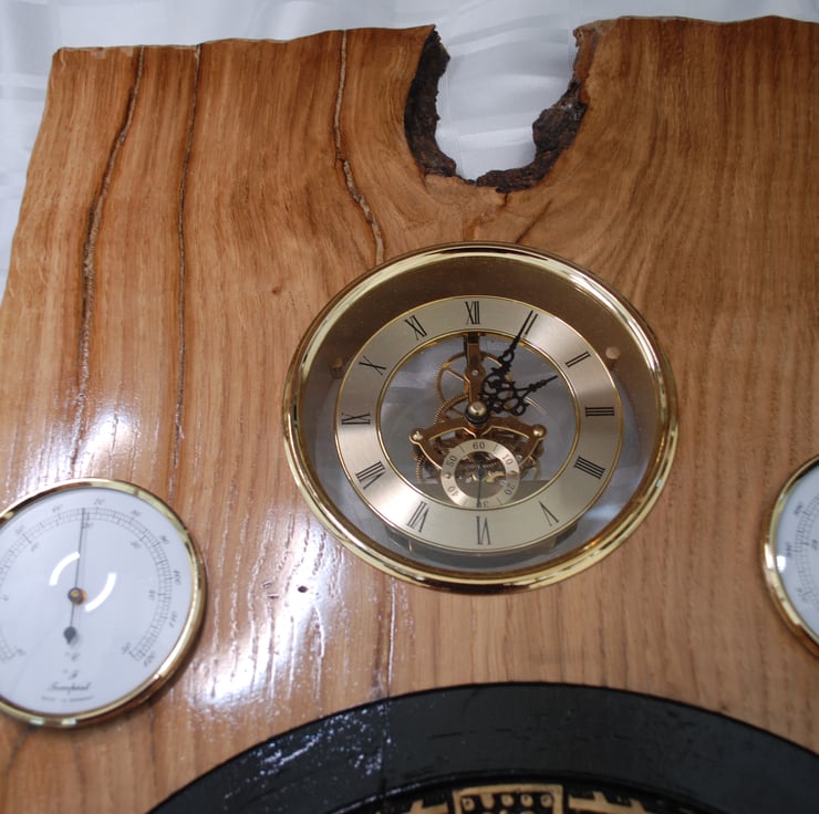 Solid Oak Panel, Skeleton Clock, Barometer, The... - Folksy