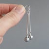 Soft Grey Pearl Drop Earrings - Simple Sterling Silver Dangly Earrings
