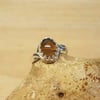 Oval Smoky Quartz adjustable ring. 925 sterling silver rings for women