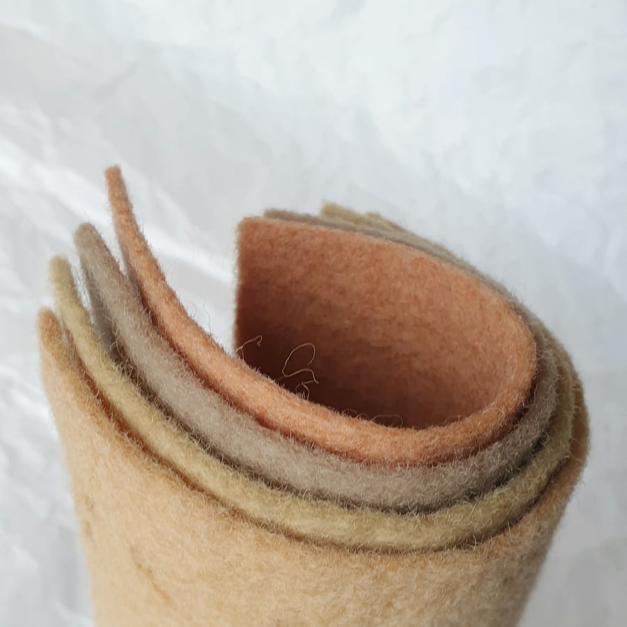 Naturally Dyed Wool Felt Sheets - Pack of 4 Medium Neutrals