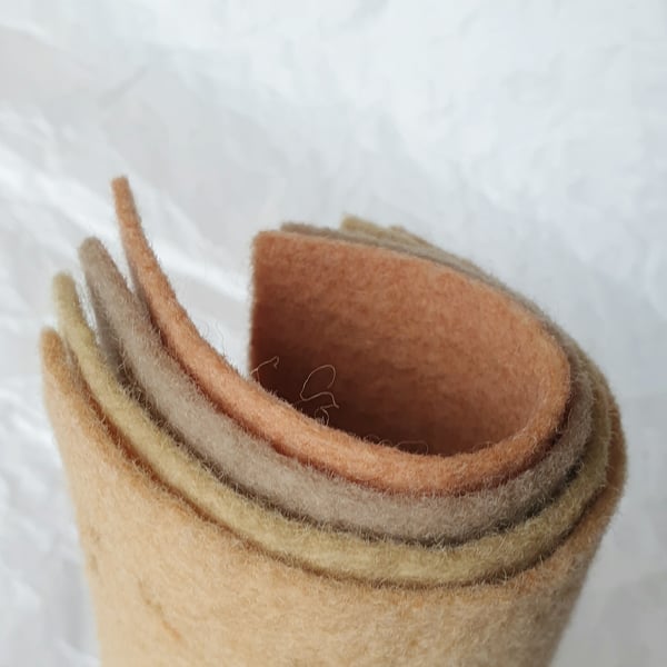 Naturally Dyed Wool Felt Sheets - Pack of 4 Medium Neutrals