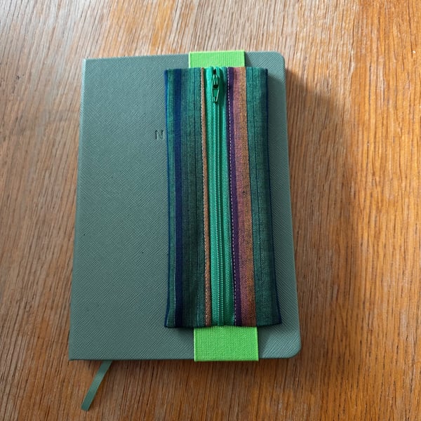 Pen and pencil holder for A5 notebook or journal