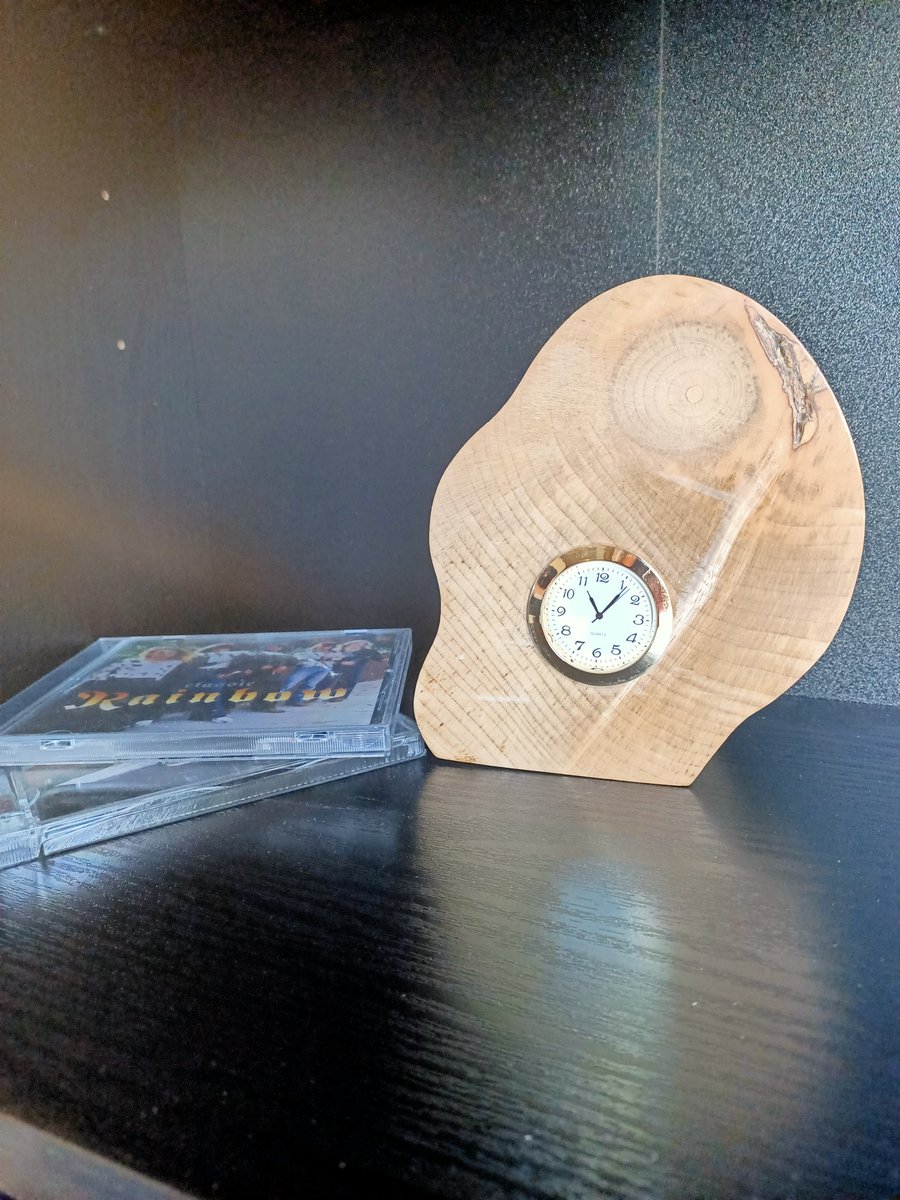 Rustic Wooden Clock handcarved and finished with Danish Oil.