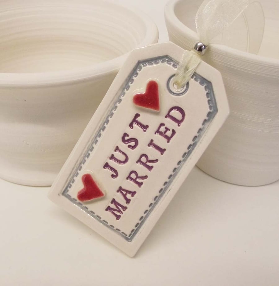Large ceramic Wedding tag decoration