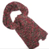 Black Red sparkly hand knit scarf , half price sale