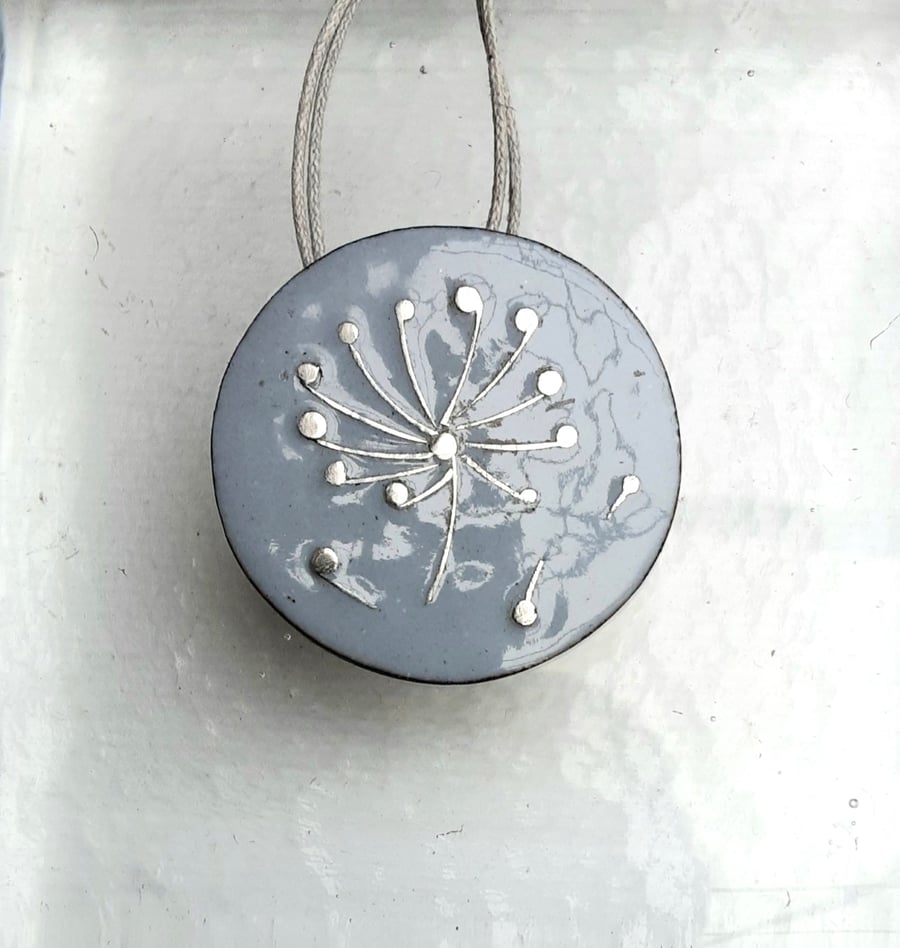 Dandelion seedhead enamelled necklace