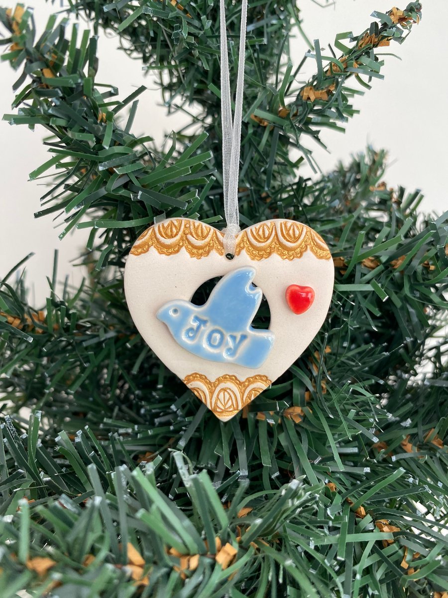 Small JOY heart decoration gold