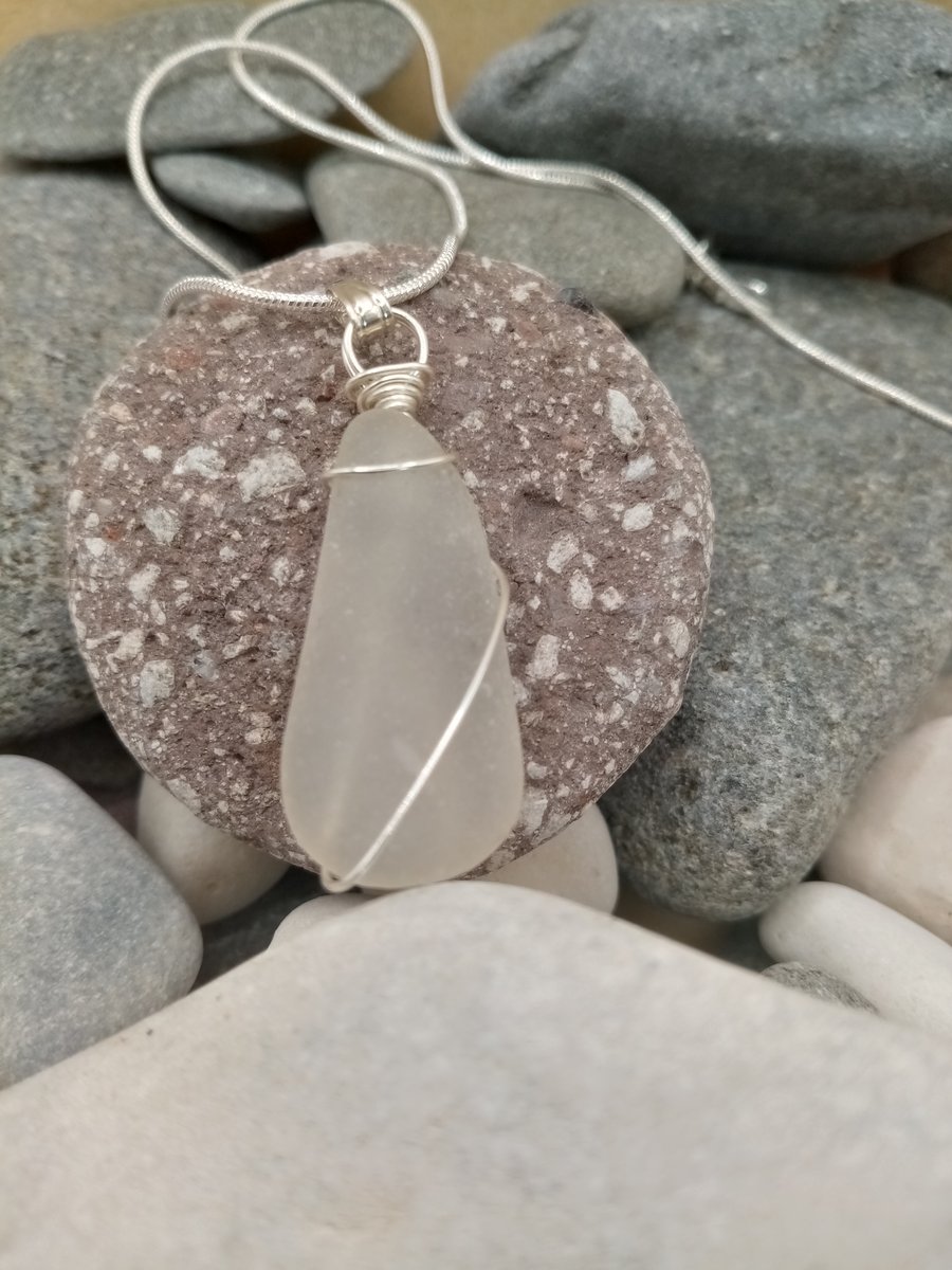 Wire-wrapped Sea Glass Necklace 