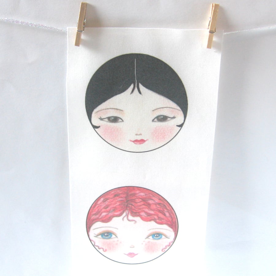 Matryoshka doll faces set of 3 - Su Lin, Kirstie and Delphine 