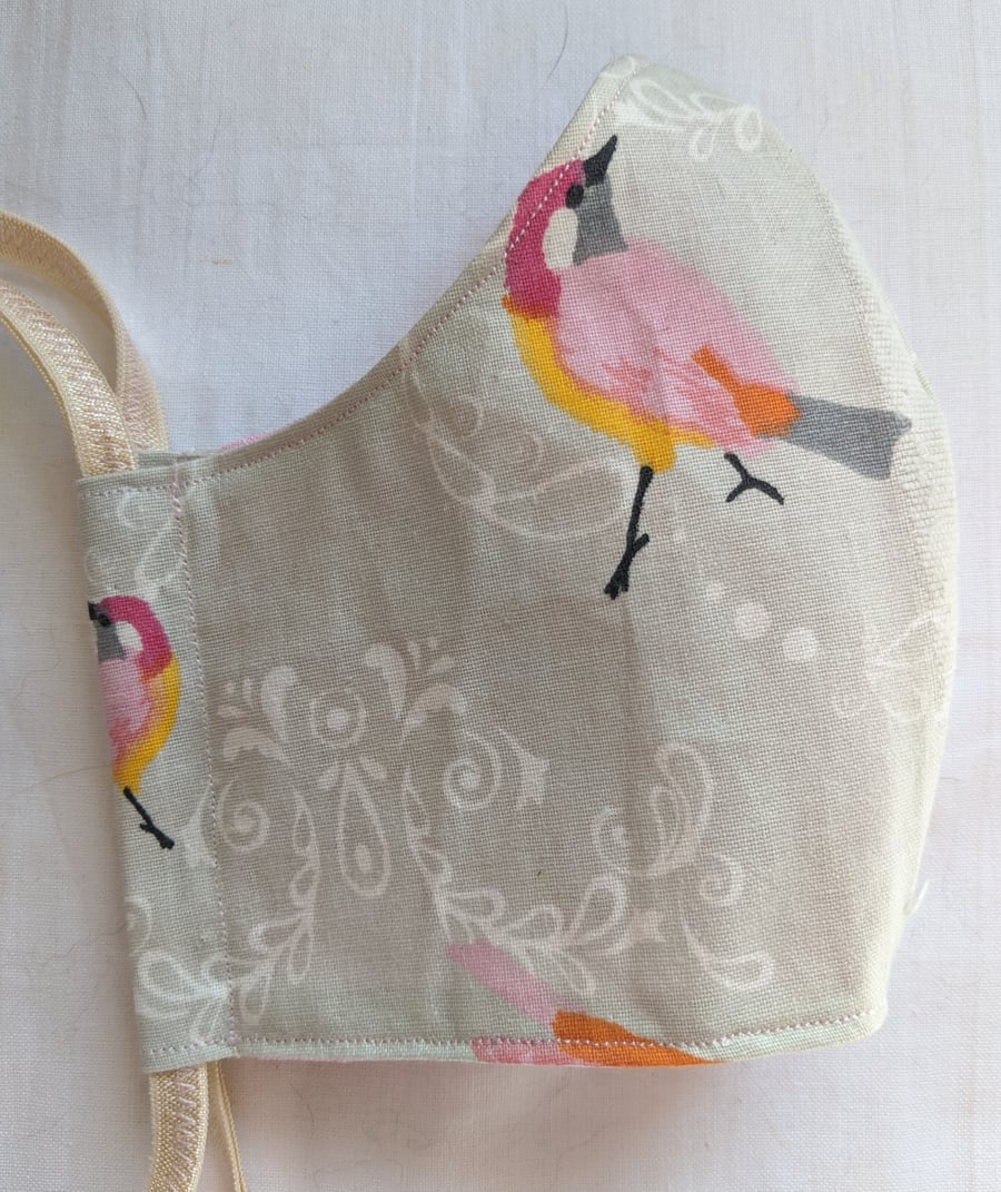 Cotton face mask with bird print