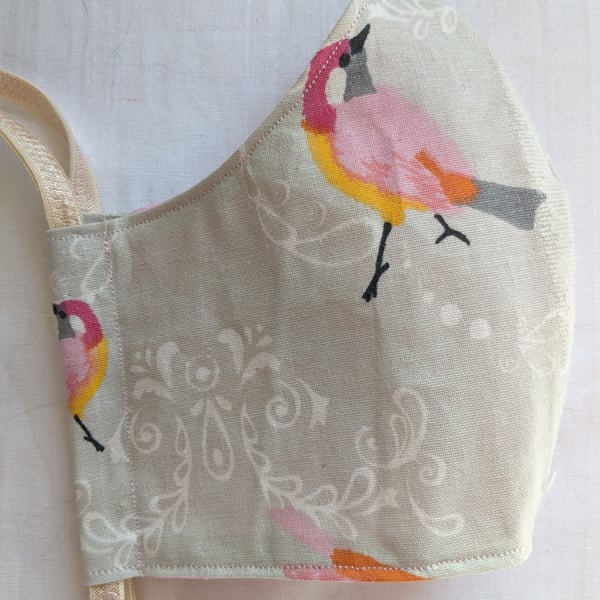Cotton face mask with bird print