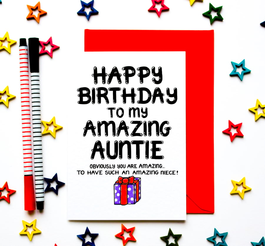 Funny Birthday Auntie Card From Adult, From Niece, From Nephew, Aunts Birthday