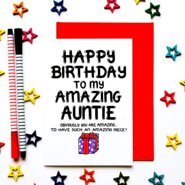 Funny Birthday Auntie Card From Adult, From Niece, From Nephew, Aunts Birthday