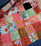 Upcycled denim jacket - orange patchwork - Image 7