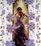 Violin Playing Girl - Hand Crafted Decoupage Greeting Card - Blank 3418