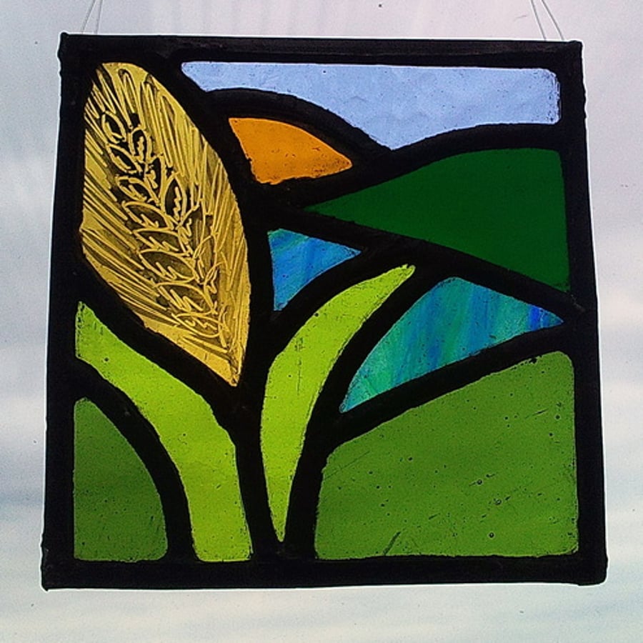 Tiny Ear of Corn, Stained Glass Panel 