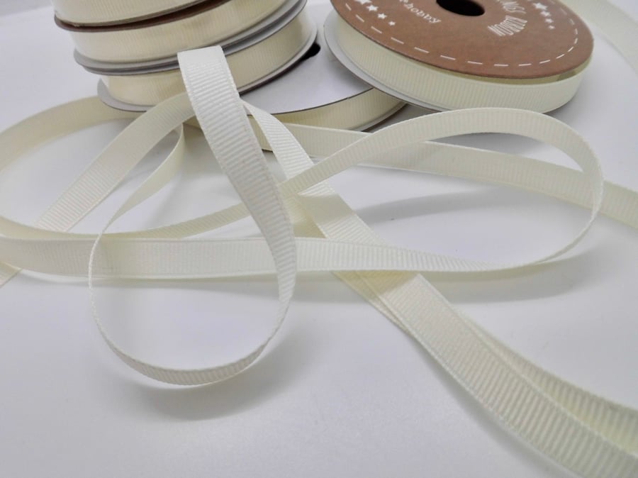 7 metres ribbon ivory grosgrain 10mm wide craft sewing 