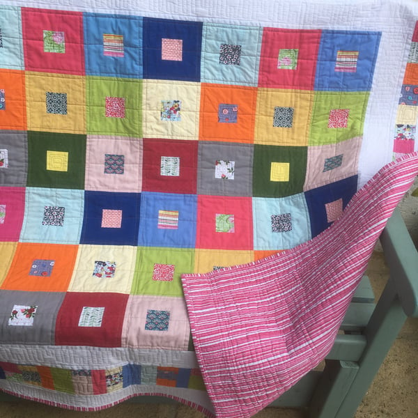 Multi-coloured Patchwork Quilted Throw