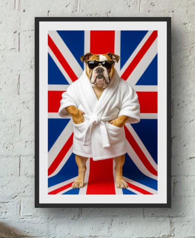 British Bulldog Spa Print – A4 240gsm or A3 300gsm Glossy Wall Art