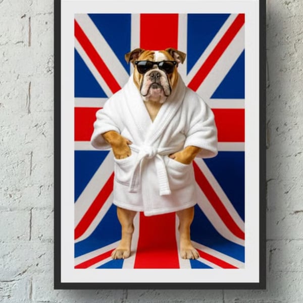 British Bulldog Spa Print – A4 240gsm or A3 300gsm Glossy Wall Art