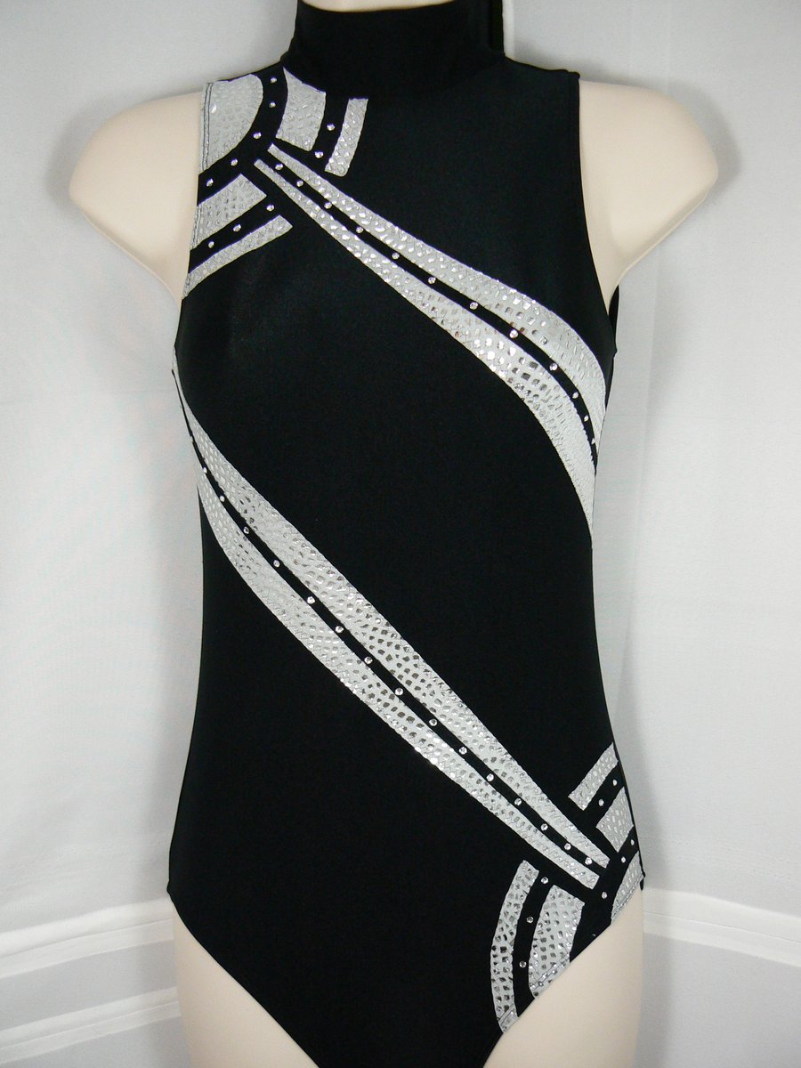 Gymnastic leotard with with Swarovski crystals ( art deco)