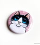 Black and White Cat - 38mm Round Fridge Magnet - Image 2
