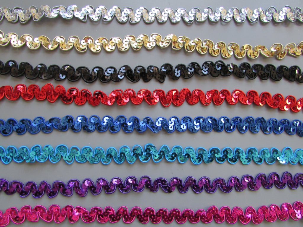 Ric Rac Elasticated Stretch Sequin 1.2cm Braid Trim Sold By The Metre