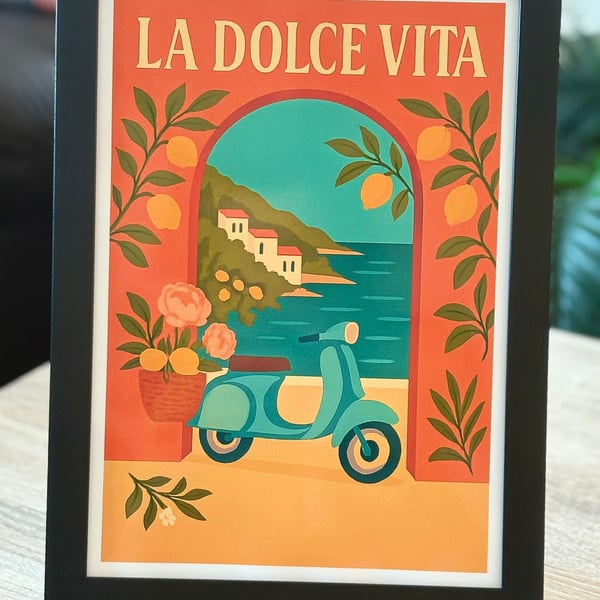 A4 Framed 'Dolce Vista' Art Print