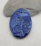Large Cobalt Blue Brocade Ceramic Pendant - Image 3