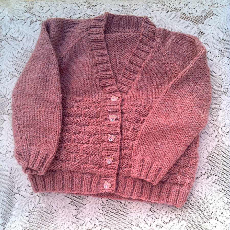 Basket Weave Pattern Raglan Cardigan, Baby Shower Gift, Gift Ideas for Babies