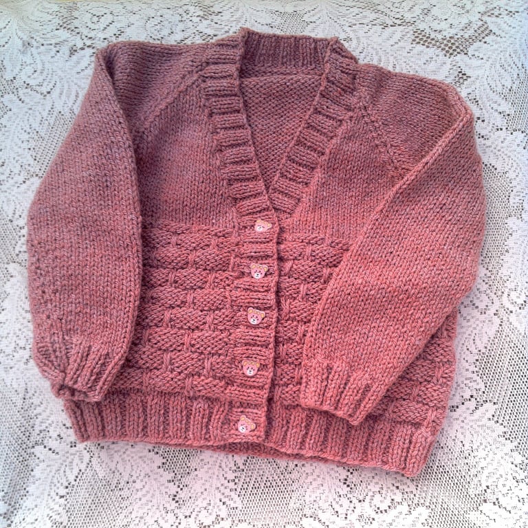 Basket Weave Pattern Raglan Cardigan, Baby Shower Gift, Gift Ideas for Babies