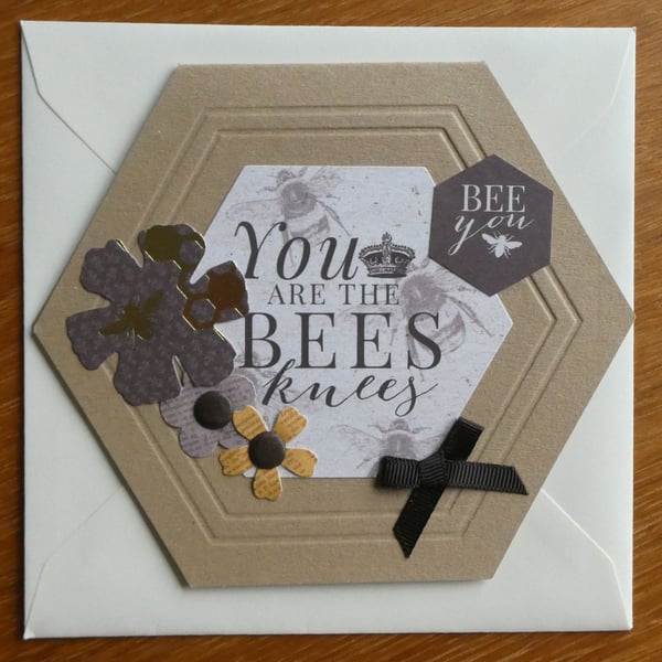 Hexagonal Bee Card - You Are The Bees Knees
