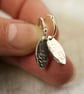 Silver Sleeper Hoops Leaf Drop Sterling Silver Viking Rune - Image 3