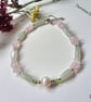 Rose Quartz, Aventurine, Peridot & Cream Freshwater Culture Pearl Bracelet  - Image 1