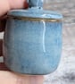 Small handmade ceramic lidded pot with baby penguin, blue glaze - Image 6