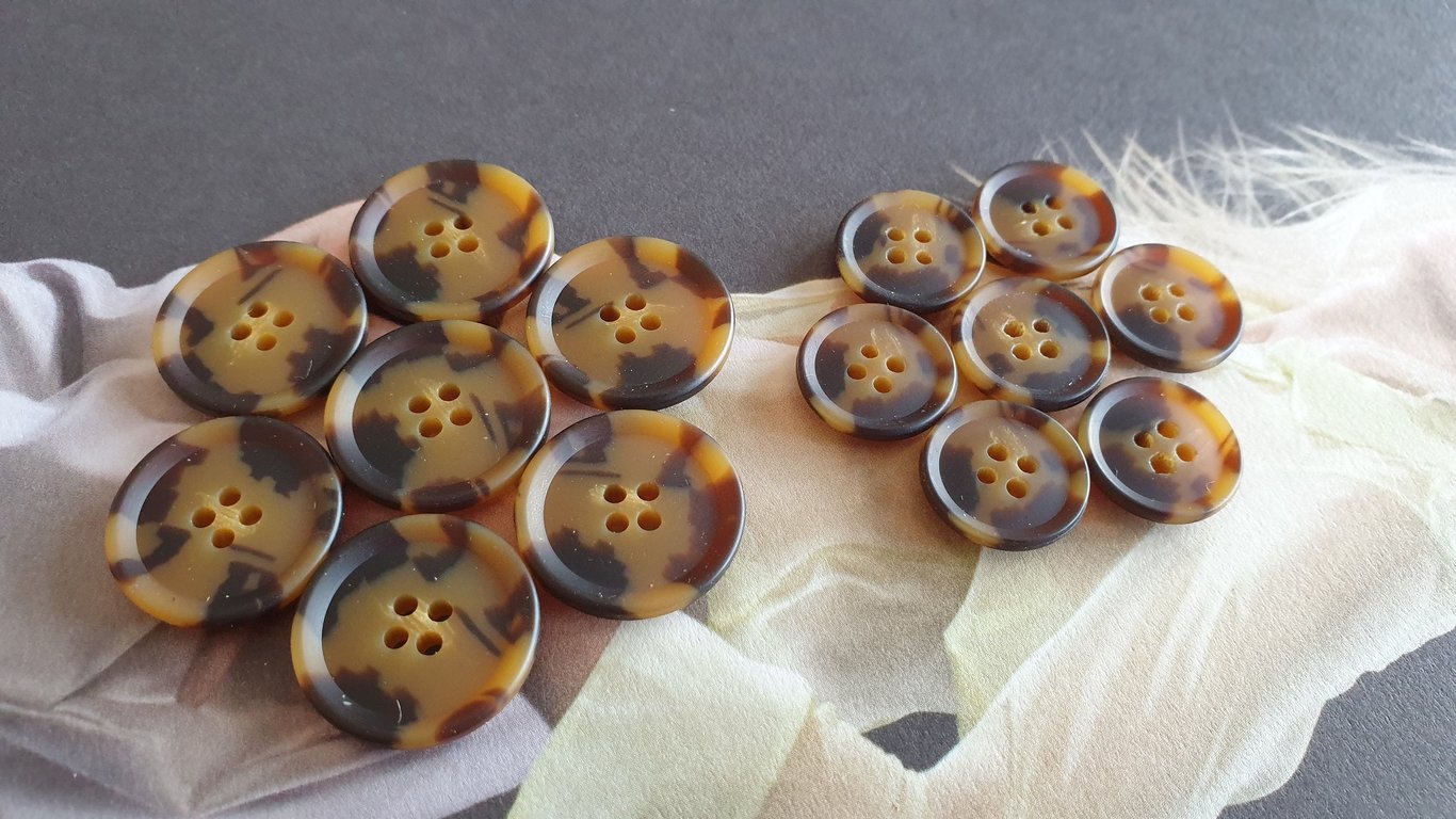 15mm & 21mm TORTOISE SHELL (POLYESTER) Suit Jacket buttons (Matching)