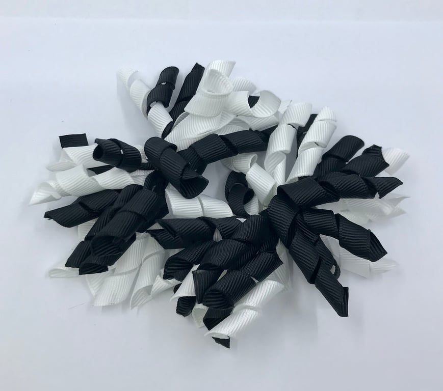 3 inch Black and White Curly Corkers on Clips (pair)
