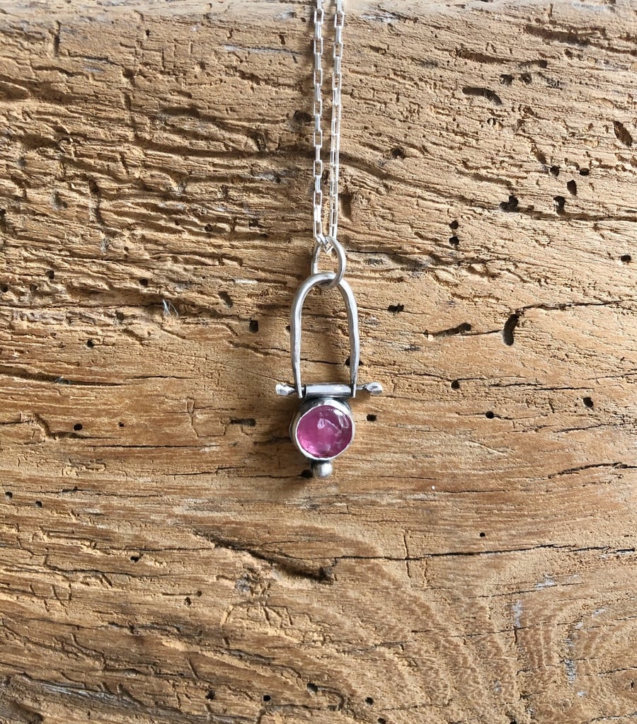 Sapphire Necklace - Pink Sapphire Necklace - Pink Stone Necklace