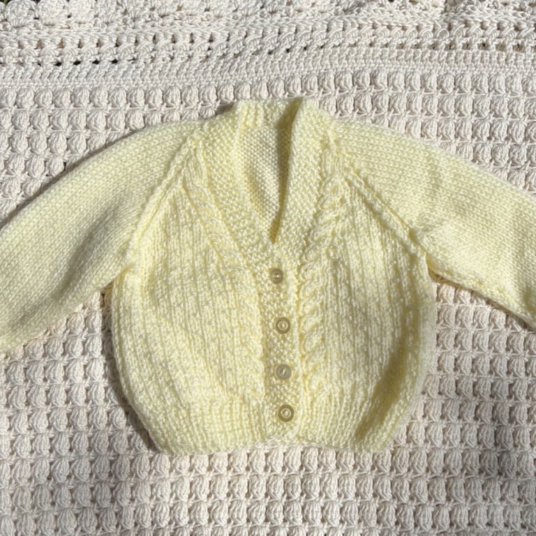 Newborn yellow textured cardigan