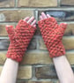 Fingerless gloves - Orange tweed hand warmers - hand knitted mittens - Image 5